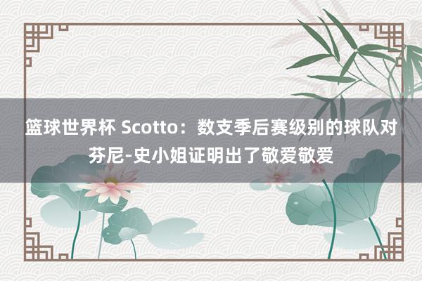 篮球世界杯 Scotto：数支季后赛级别的球队对芬尼-史小姐证明出了敬爱敬爱