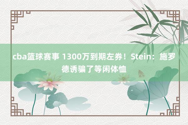 cba篮球赛事 1300万到期左券！Stein：施罗德诱骗了