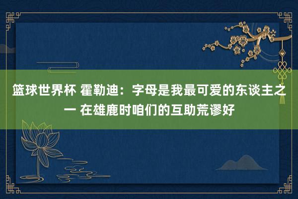 篮球世界杯 霍勒迪：字母是我最可爱的东谈主之一 在雄鹿时咱们的互助荒谬好