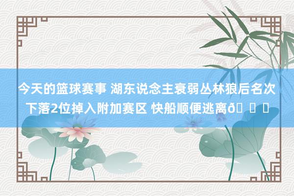 今天的篮球赛事 湖东说念主衰弱丛林狼后名次下落2位掉入附加赛区 快船顺便逃离😋