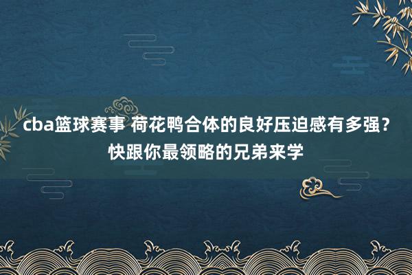 cba篮球赛事 荷花鸭合体的良好压迫感有多强？快跟你最领略的兄弟来学