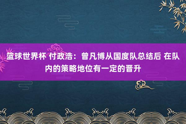 篮球世界杯 付政浩：曾凡博从国度队总结后 在队内的策略地位有一定的晋升